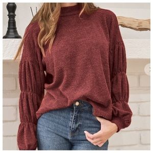 Boho Chic Shirring Detail Sleeves Solid Top
